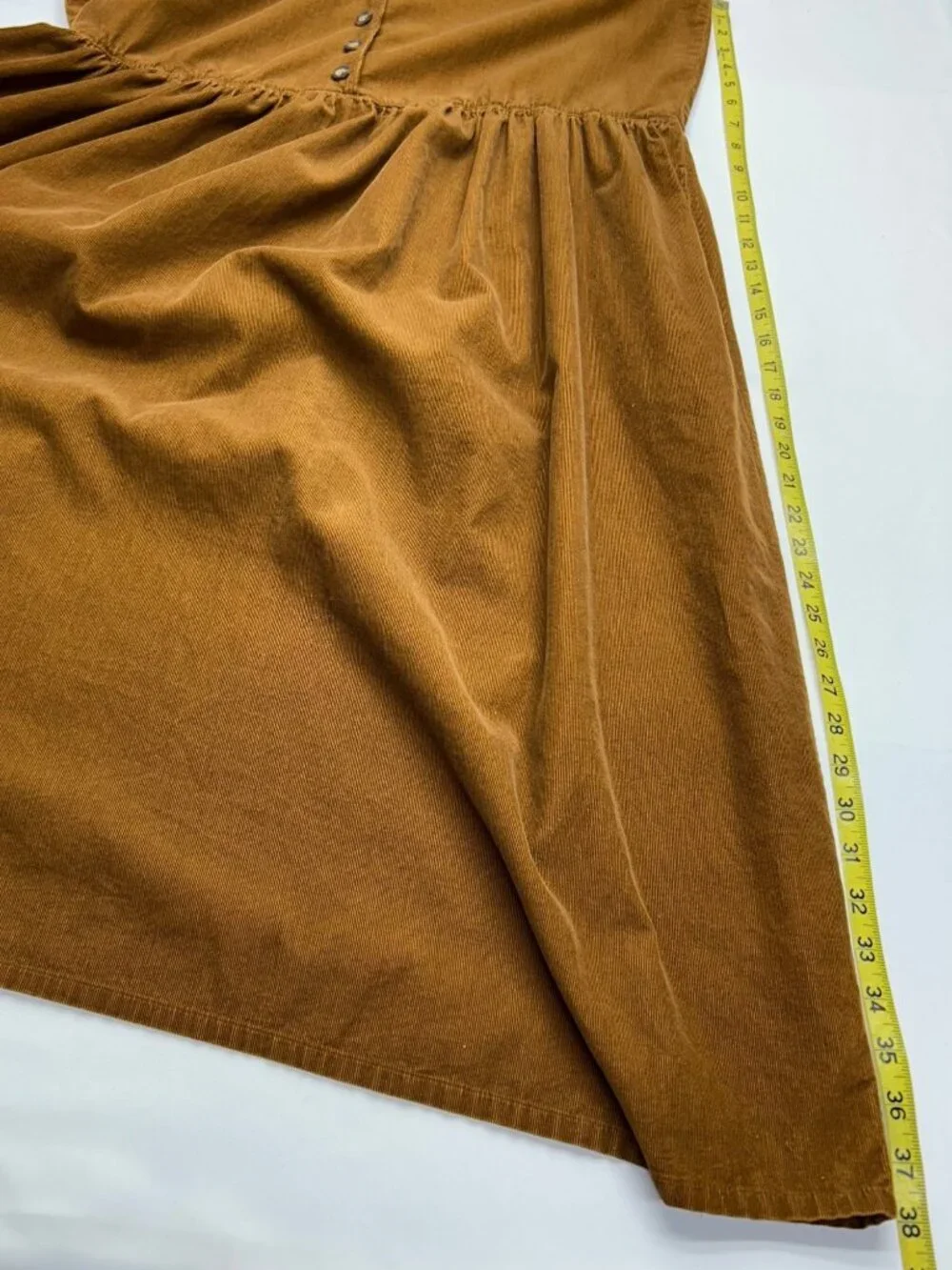 Vintage Eddie Bauer Brown Corduroy Sleeveless Button-Front Midi Dress Womens L - Picture 15 of 16